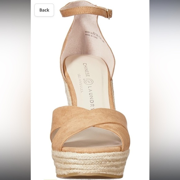 Chinese Laundry Morgan Micro Suede ankle strap wedge heels Camel sandals Sz 10 - Picture 9 of 16